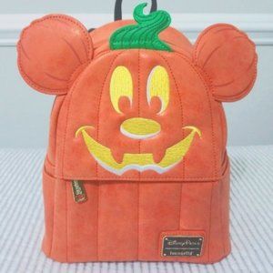 Disney Parks Halloween Loungefly Mickey Pumpkin Backpack